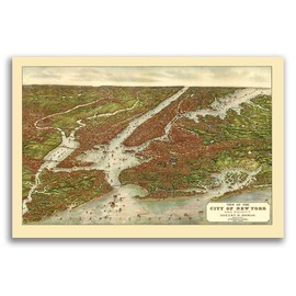 Magnet 1907 New York City, New York Vintage Old Panoramic NY City Map Magnet Vinyl Magnetic Sheet for Lockers, Cars, Signs, Refrigerator 5"