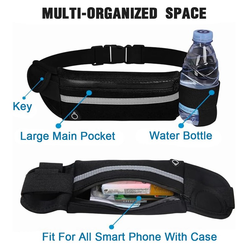 ZKSXOA Running Belt with Adjustable Elastic Strap,Waterproof Large Capacity Running