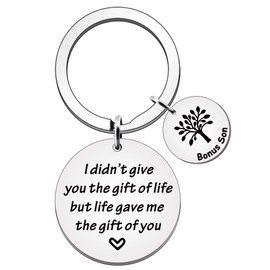 SMARGO Bonus Son Keyring Son in Law I Didn't Give You The Gift of Life Keychain Birthday Christmas for Step Son Family Tree Key Ring