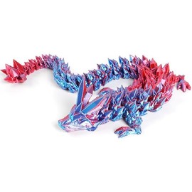 3D Printed Dragon,Chinese Dragon,Dragon Statue 12 in Fidget Toys for Autism/ADHD,3D Printed Gift Toy, Executive Desk Toys,Home Office Decor (Blue Red)