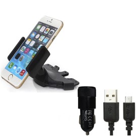 K-S-Trade Car Holder For Oukitel WP8 Pro Compatible With Oukitel WP8 Pro CD Slot Smartphone Holder Car Mount For Radio Bracket + Car Charger Black