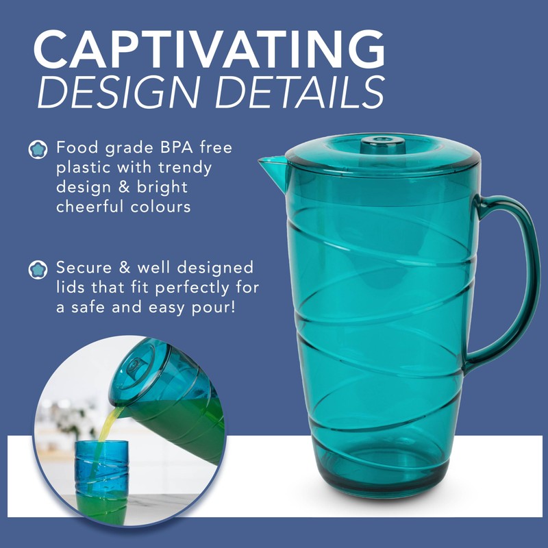 HEFTMAN 2 Litre Blue Plastic Jugs - 2 Pack -