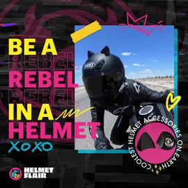 Helmet Flair MagNeatOhz Black Cat Ears for Helmet | Made in USA | Magnetic & Interchangeable Kitty Ears for Motorcycle, Bike & Ski Helmets - Pair