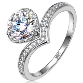 Kate Lynn Moissanite Rings for Women, 925 Sterling Silver Rings Engagement Promise Wedding Anniversary Rings for Her Jewelry Gifts for Girlfriend Wife, 1CT D Color VVS1 Clarity Moissanite Jewelry