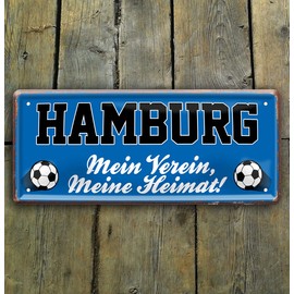 schilderkreis24 Hamburg Football Sign "Mein Verein, Meine Heimat!" Decorative Garage Item Sport Club Gift Idea Club Christmas Football Fan Lovers Enthusiasts 28 x 12 cm