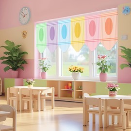 Tudomro 6 Pcs Pastel Crayon Curtains for Classroom 36" x 24" Back to Classroom Colorful Pastel Crayon Curtains First Day of School Decors for Kindergarten Daycare Primary School Bedroom Playroom Room