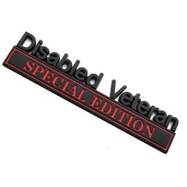 1pc Disabled Veteran Special Edition Emblem Car Decal, Warrior Soldier 3D Sticker, Disabled Veteran Special Edition Letters Car Badges, Accessories (Black Red)