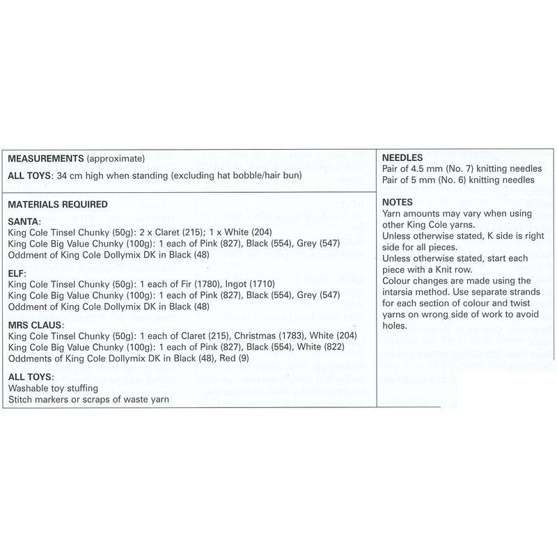 King Cole Tinsel Chunky Knitting Pattern Christmas Toys - 9029
