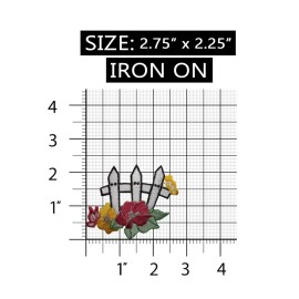 Unbranded ID 7061 White Picket Fence With Flowers Patch Garden Embroidered IronOn Applique