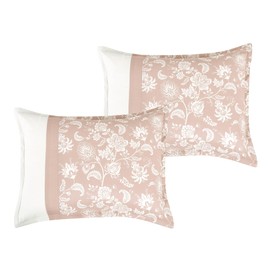 ESCA 7-Piece Kabibe Floral Pink Comforter Set Flower Embroideried Bedding King/Cal King Size