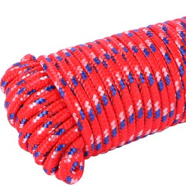 PerkHomy 90 ft 1/4 inch (7mm) Nylon Poly Rope Flag Pole Polypropylene Clothes Line Camping Utility Good for Tie Pull Swing Climb Knot (Red (Blue&White))