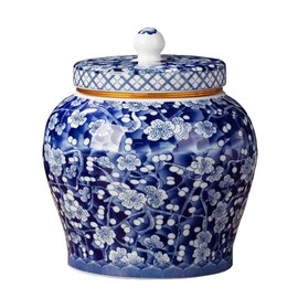 Ceramic Jar with Lid - Airtight Kitchen Canisters for Coffee and Tea Storage - Decorative Ceramic Canister (blue)