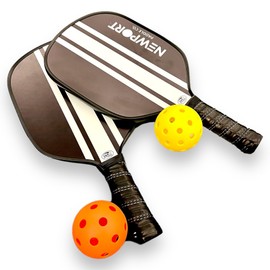 Pickleball Paddles, Newport Paddle Co, USAPA Approved, Pickleball, Lightweight Fiberglass, Pickleball Paddles Set of 2, 2 Paddles, 4 Balls, Carrying Case, Pickleball Set, ​Pickleball Paddle