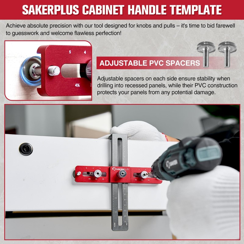 SakerPlus Cabinet Hardware Jig,Adjustable Cabinet Handle Template Tool for Knobs,Handles