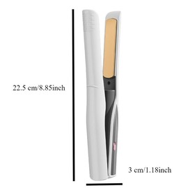 2 in 1 Wireless Mini Portable USB Hair Straightening & Curling Iron, Smart Temperature Control Hair Straightener, Hair Styling Tool for Home & Travel - Color: White, Specification: one-size