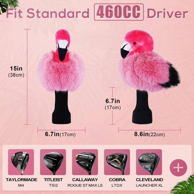 mytag Funny Golf Club Head Covers, Flamingo Animal Plush Driver