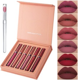 Long-Lasting Matte Lip Glaze Set  6 Colors in One Box, Labiales Mate 24 Horas Originales, 12 Colors Cream Texture Lipstick, Matte Velvet Lip Gloss... 