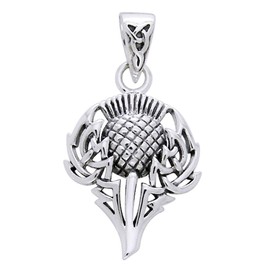 Scottish Spirit of Alba Thistle Celtic Knot Art Sterling Silver Pendant by Courtney Davis