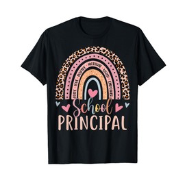 School Principal Rainbow Leopard Funny School Principal T-Shirt