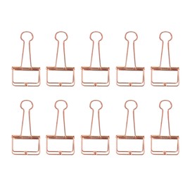 Pink Gold, 19 mm / 0.75 inches, Pack of 10 Skeleton Binder Clips, Hollow Metal Wire Foldback Binder Clips for Planner, Journal, Notebook, Large Paper Clips, Office, Home, School