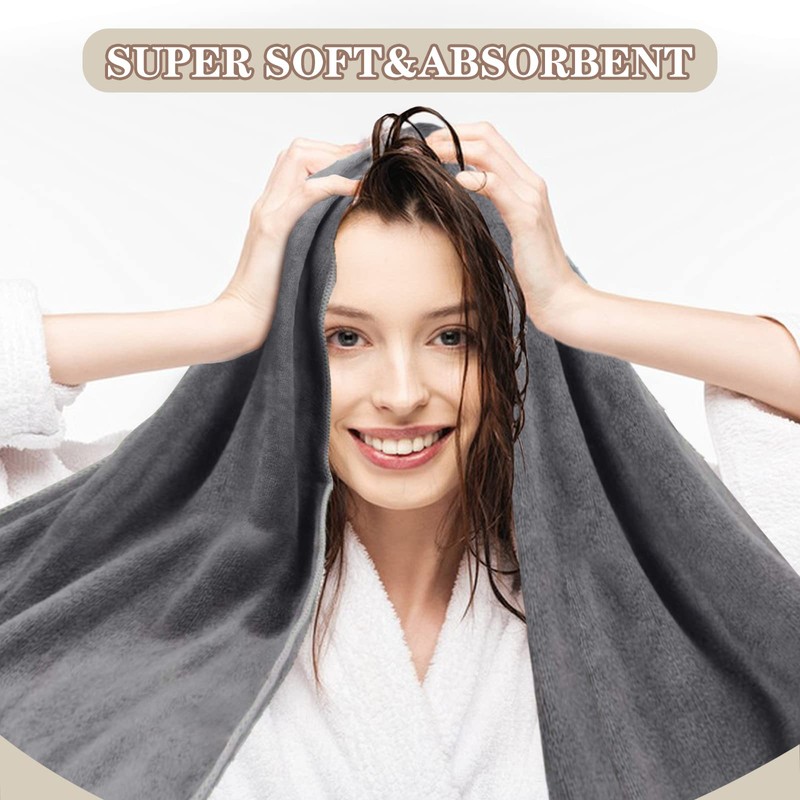 SUNLAND Hair Drying Towel, Water Absorbent, Daily Towel, Microfiber, Big