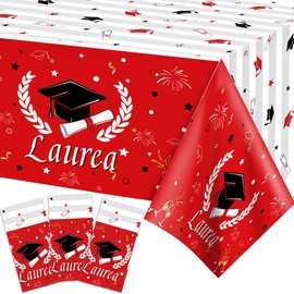 3 Pack Party Decorations 51"x86" Birthday Party Tablecloth for Children College High School Class of Party Supplies Outdoors Party Disposable Rectangle Table Covers Plastic Table Cloth (Mortarboard)
