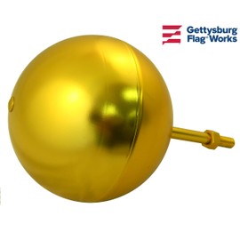 8" Diameter Gold Anodized Ball Flagpole Finial Topper for In-ground Outdoor Flagpoles