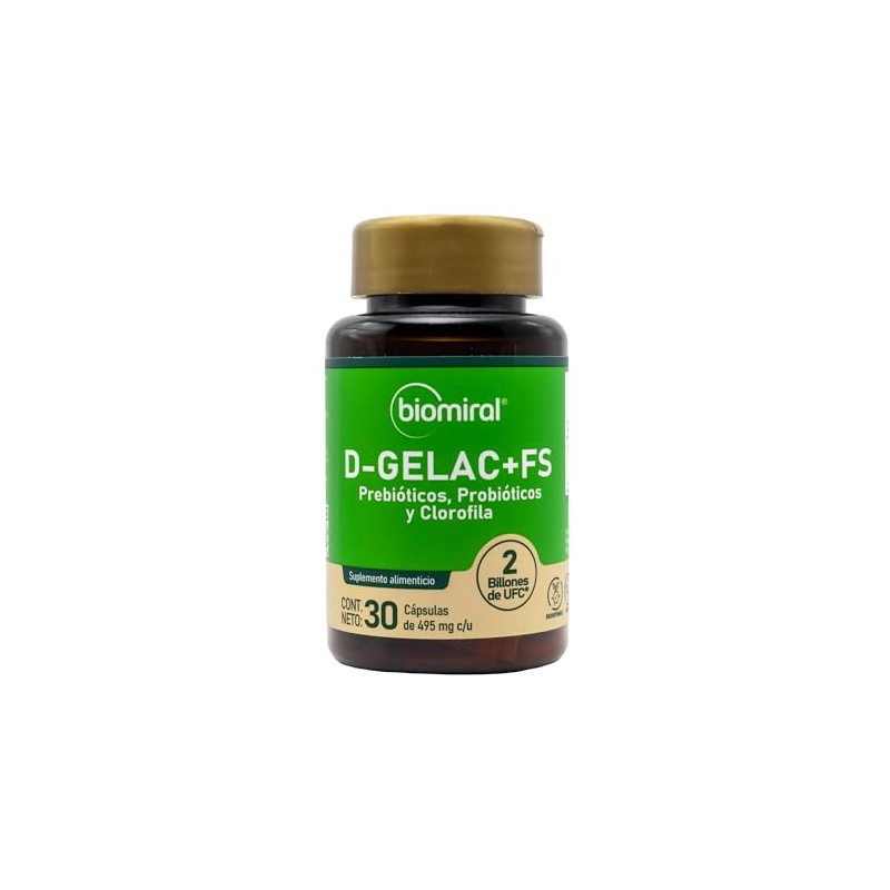 Biomiral Gelac Suplementos Alimenticios Probióticos Prebióticos Clorofila Fibra Lactobacilos Cápsulas