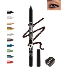 Black Gel Eyeliner Pencil, Sharpenable Eye Liner Waterproof Smudge proof Long Lasting, Matte Gel Cream Smooth Texture, Intense Color Waterline Eyeliner Pen Makeup with Sharpener, Delineador De Ojos-01