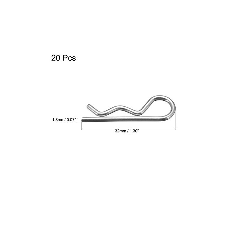 uxcell Clip Pins 1.8mm Wire Carbon Steel 32mm Length Trailer