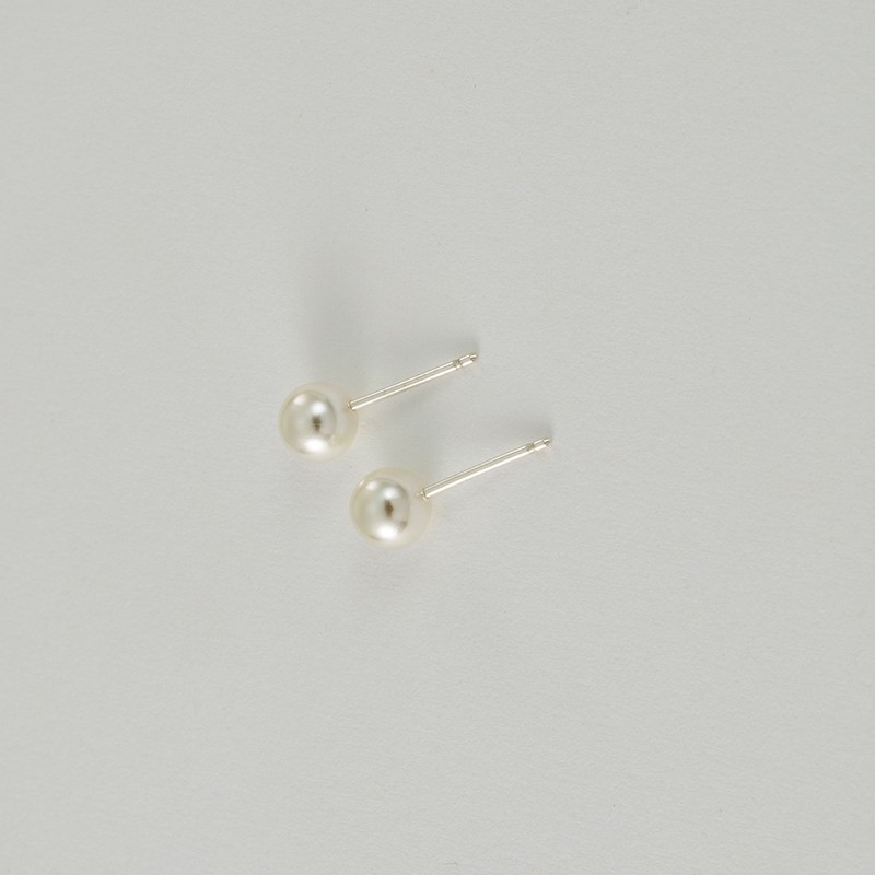 Gold&Deer Silver 925 Simple Basic Pearl Earrings White 10mm /