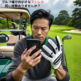 AZ-FRONT Men's Fingertip Cut PU Material Breathable Golf Gloves, Smartphone Compatible, Anti-Slip, Touch Screen Compatible (Ice Blue, 24, Left Hand)