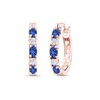Oval Cut Simulated Blue Sapphire With Natural Diamond Hoop Earrings