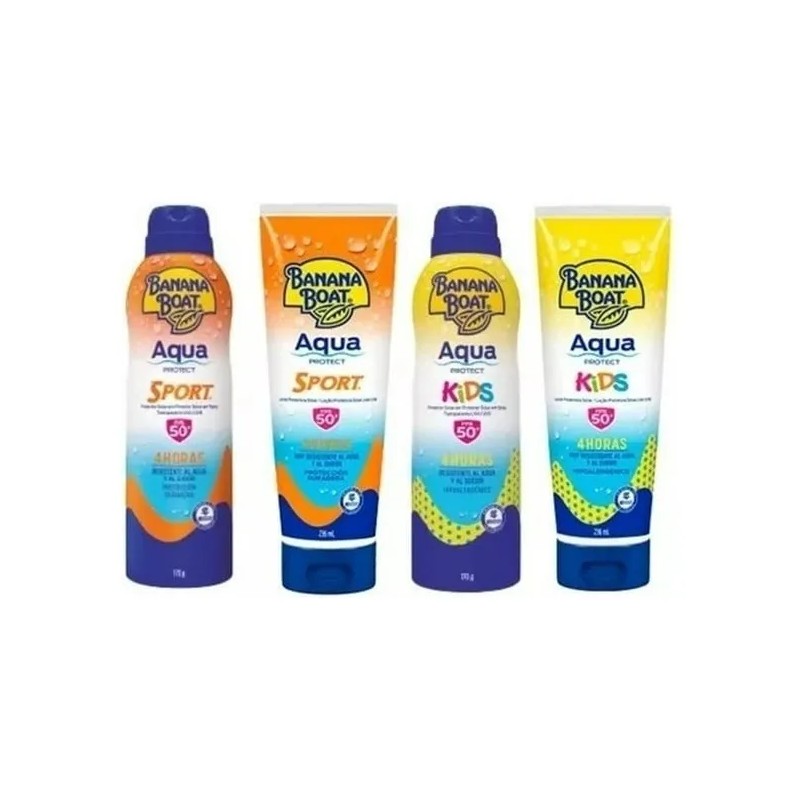 Kit 4 Protectores Bloqueador Solar 50 Fps Banana Boat