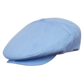 Sterkowski Swede Hat | 100% Natural Linen Flat Cap for Men and Women | Super Light Summer Peaked Cap, lightblue, 58