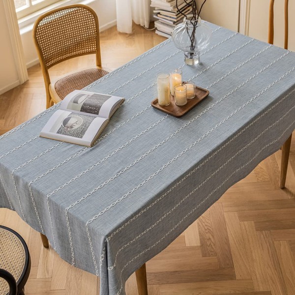 Zobesta Blue Linen Table Cloth Cotton Linen Blue Tablecloth for