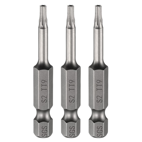 HARFINGTON 3pcs TT9 Security Torx Head Screwdriver Bit 2" (50mm)