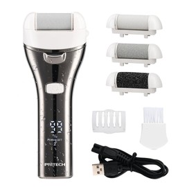 Electric Foot Callus Remover, Rechargeable Portable Electronic Foot File Pedicure Kit, Pedicure Tools for feet, 3 Roller Heads, 3 Speed, Battery Display for Remove Cracked Heels Calluses（BCM-1852）