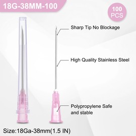 Searvgrh 18 G 38mm Needle Individual Package 100 Pcs for Luer Lock Lab Accessories,Scientific and Industrial Dispensing Needles Accessories