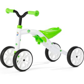 Chillafish Quadie: Stable 4-wheel “Grow-with-Me” Ride-On, 3 Seat Positions with Cookie Storage in the Seat, Silent Non-Marking Wheels and Customization Stickers, Ages 1-3, Lime