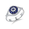 DAYBYDAY 925 Sterling Silver Evil Eye Ring Moissanite Sapphire Spiritual