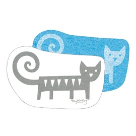 Econfort House Cellulose Sponge, Cuten, Cat, 2 Pieces, Scandinavia, Blue & White