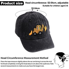 Digger Children's Baseball Cap, Car Baseball Cap, Sun Hat, Sun Protection, Cartoon Baseball Cap, Children's Caps, Baseball Cap for Children, Boys, Girls, 2-8 Years, Black, khaki