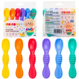 KOKO’IN Silicone Baby Spoon Set – 6-Pcs Set Feeding Spoons for Babies – Soft Food-Grade Silicone Spoons – Baby Led Weaning Spoons for First Stage Feeding - BPA-Free and Phthalate-Free