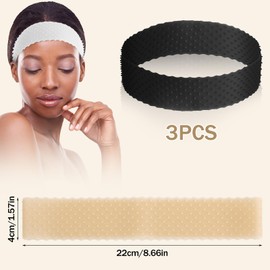 Aysatogc 3 Pieces Wig Grip Band, Adjustable Silicone Wig Headbands Non Slip Strong Holder Women Men Wigs Bands Sweat-Proof Hold Cap Hairband for Keeping Wigs Sports Yoga(Black White Skin)