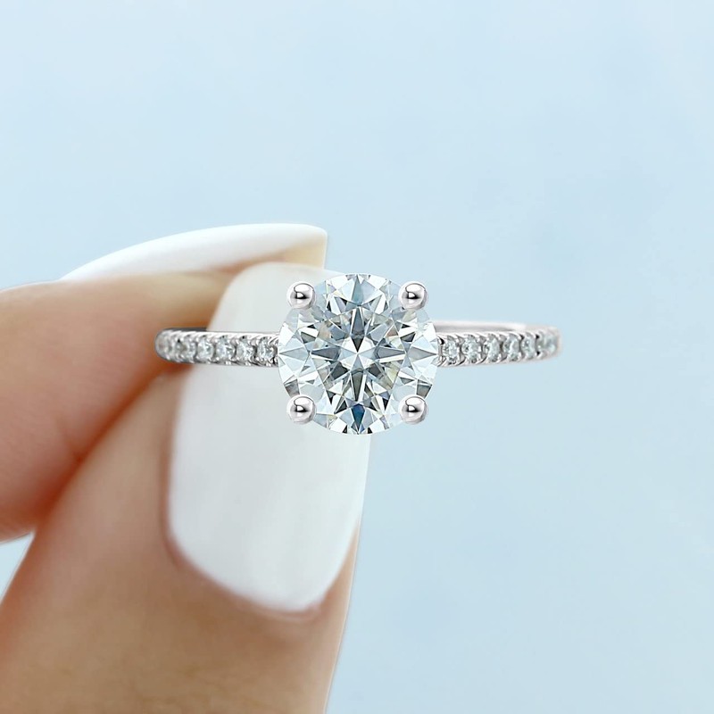 VOLVIROS Engagement Ring 2 CT Center Moissanite Engagement Rings for