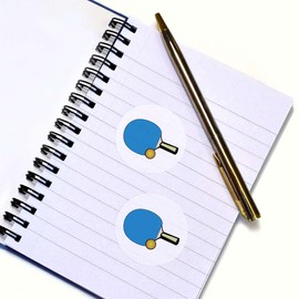 24 x 40mm Round 'Ping Pong Paddle' Stickers (SK00065631)