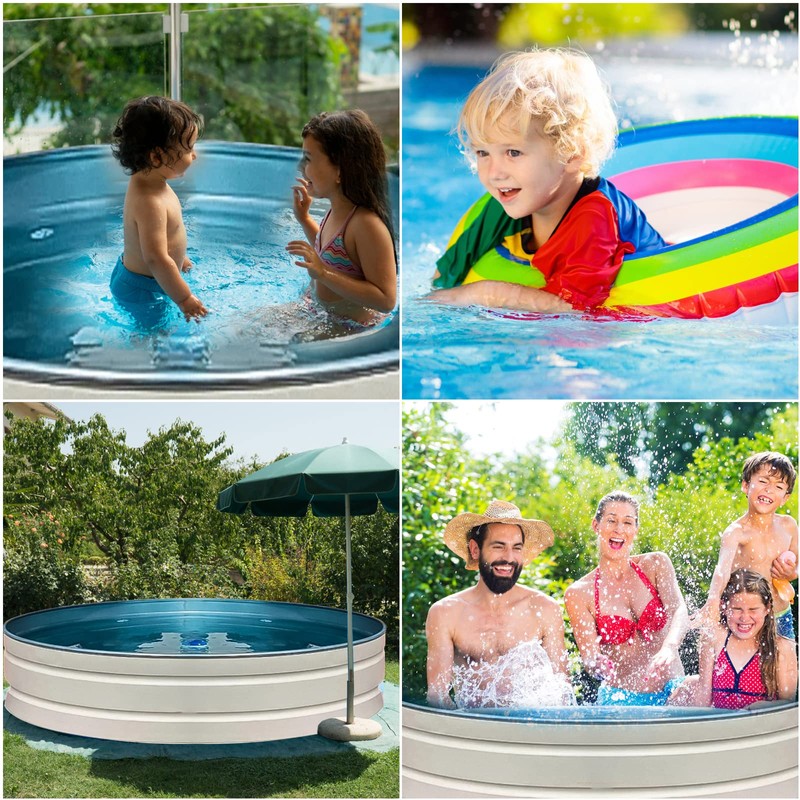 TOYMIS 8ft Round Stock Tank Pool Cover, Waterproof Dustproof Protector,