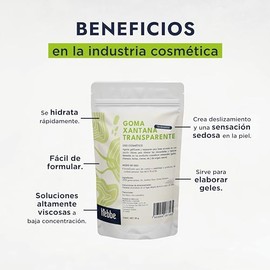 Hebbe - Goma Xantana Transparente, Gelificante y Estabilizante Natural para Cosméticos, 50 g
