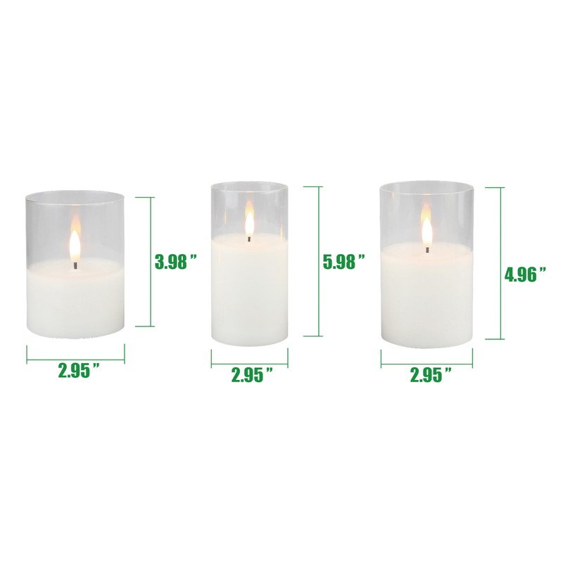 Stonebriar Set of 3 LED Pillar in Clear Glass Hurricane